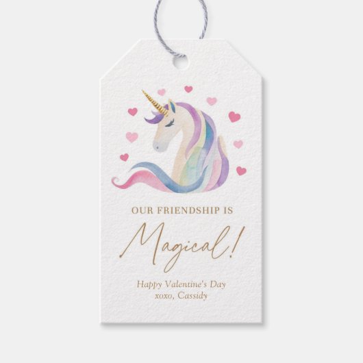 Pastel Eenhoorn Kinder Valentijnsdag Cadeaulabel (Voorkant)