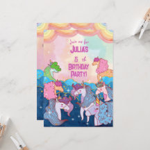 Pastel Eenhoorn Kinderen Verjaardagsuitnodiging
