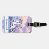 Pastel Eenhoorn, Kleurrijke Wolken, Custom Bagagelabel (Voorkant horizontaal)