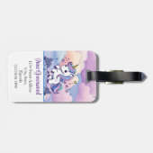 Pastel Eenhoorn, Kleurrijke Wolken, Custom Bagagelabel (Achterkant horizontaal)