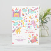 Pastel eenhoorn magie is overal verjaardag kaart (Staand voorkant)