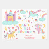 Pastel eenhoorn magie is rond de verjaardag inpakpapier vel (Voorkant)