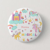 Pastel eenhoorn magie is rond de verjaardag ronde button 5,7 cm (Voorkant)
