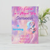 Pastel Eenhoorn Magisch 8e Verjaardagsfeest Kaart (Staand voorkant)