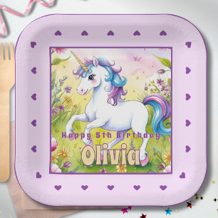 Pastel Eenhoorn Magische Aangepaste Verjaardag Papieren Bordje