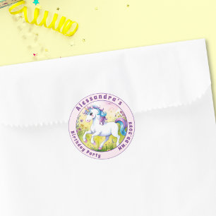 Pastel Eenhoorn Magische Aangepaste Verjaardag Ronde Sticker
