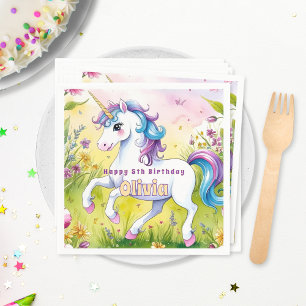 Pastel Eenhoorn Magische Aangepaste Verjaardag Servet