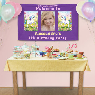 Pastel Eenhoorn Magische Aangepaste Verjaardagsfot Spandoek