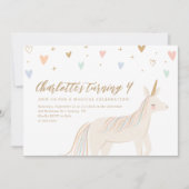 pastel eenhoorn meisje verjaardag kaart (Voorkant)