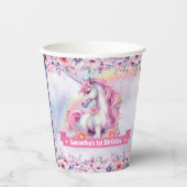 Pastel Eenhoorn Meisje Verjaardag magie eenhoorn Papieren Bekers (Voorkant)