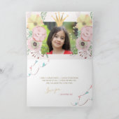 Pastel eenhoorn meisjes verjaardagsfoto bedankt kaart (Binnen)