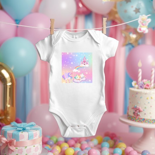 Pastel Eenhoorn Prinses Baby Bodysuit