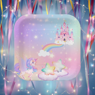 Pastel Eenhoorn Prinses Papieren Borden Bordje