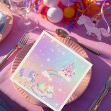 Pastel Eenhoorn Prinses Papieren Servet