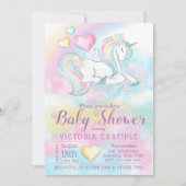 Pastel Eenhoorn Rainbow Baby shower Invitation Kaart (Voorkant)