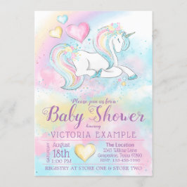Pastel Eenhoorn Rainbow Baby shower Invitation Kaart