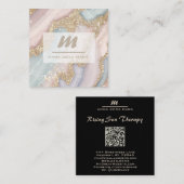 *~* PASTEL Eenhoorn Rainbow QR Luxe Initiaal AP66 Vierkante Visitekaartje (Voorkant / Achterkant)