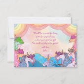 Pastel eenhoorn regenbogen kinderen verjaardag bedankkaart (Voorkant)