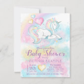 Pastel Eenhoorn Regenboog Meisje Baby shower Invit Kaart (Voorkant)