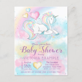 Pastel Eenhoorn Regenboog Meisje Baby Shower Uitno Kaart