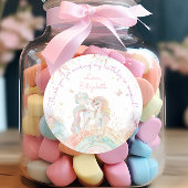 Pastel Eenhoorn Regenboog Meisje Verjaardag Dank u Ronde Sticker