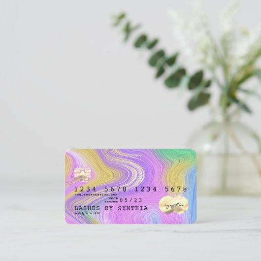 pastel eenhoorn roze en goud marmer Credit Kaart Visitekaartje (Staand voorkant)