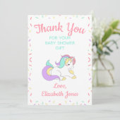 Pastel Eenhoorn Sprinkle Baby shower Dank u kaart (Staand voorkant)
