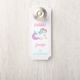 Pastel Eenhoorn Sprinkle Shhh! Baby slaapt Deurhanger
