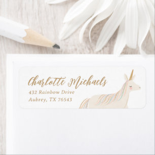 Pastel Eenhoorn Verjaardag Retouradres Etiket