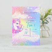 Pastel Eenhoorn Verjaardag Uitnodiging Verjaardags (Staand voorkant)