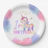Pastel Eenhoorn Verjaardagsfeest Papier Bord (Voorkant)