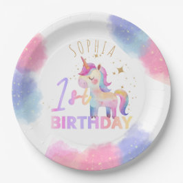 Pastel Eenhoorn Verjaardagsfeest Papier Bord