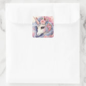 Pastel Eenhoorn Vierkante Sticker (Tas)