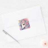 Pastel Eenhoorn Vierkante Sticker (Envelop)