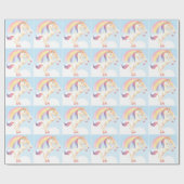 pastel eenhoorn, wolken, regenboog inpakpapier (Vlak)