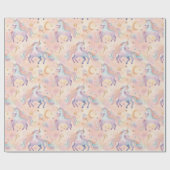 Pastel Eenhoorns Moons Meisjes Verjaardag Baby sho Cadeaupapier (Vlak)