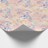 Pastel Eenhoorns Moons Meisjes Verjaardag Baby sho Cadeaupapier (Hoek)