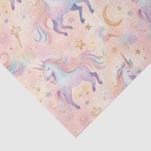 Pastel Eenhoorns Moons Meisjes Verjaardag Baby sho Tissuepapier (Detail)