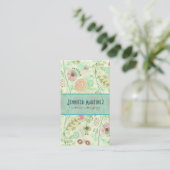 Pastel Eenvoudige Hand getrokken Retro Bloemen Visitekaartje (Staand voorkant)
