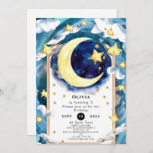 Pastel eenvoudige maan verjaardag kaart (Voorkant / Achterkant)