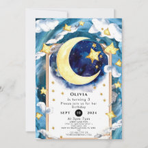Pastel eenvoudige maan verjaardag