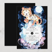 Pastel eenvoudige tijger verjaardag kaart (Voorkant / Achterkant)