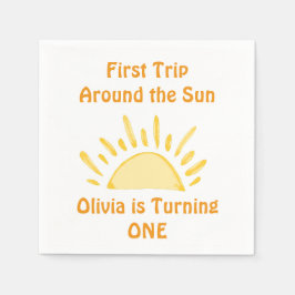 pastel eerste reis rond de zon verjaardagsfeest servet