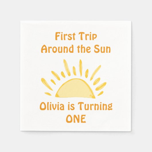 pastel eerste reis rond de zon verjaardagsfeest servet (Voorkant)