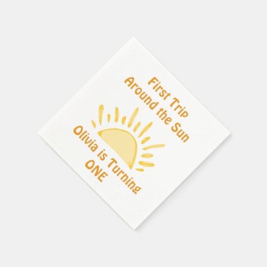 pastel eerste reis rond de zon verjaardagsfeest servet (Hoek)