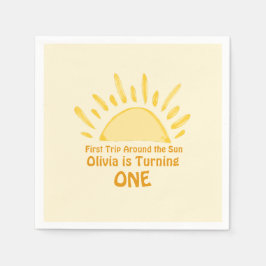 pastel eerste reis rond de zon verjaardagsfeest servet