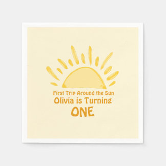 pastel eerste reis rond de zon verjaardagsfeest servet