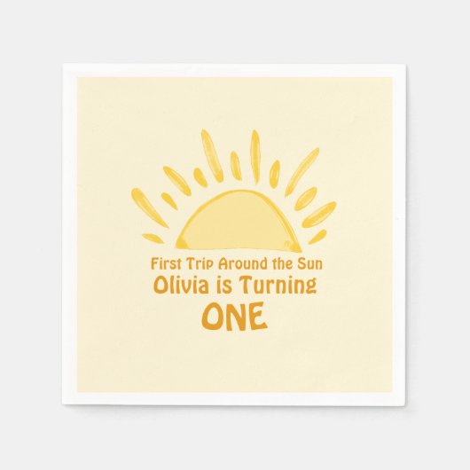 pastel eerste reis rond de zon verjaardagsfeest servet (Voorkant)