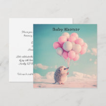 Pastel egel ballon baby shower kaart