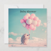 Pastel egel ballon baby shower kaart (Voorkant)